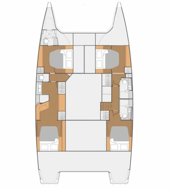 Plan du Catamaran Saba 50 en bateau en location en Corse au port de Bonifacio et Porto Vecchio par My Way Yachting.