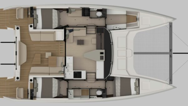 Plan du CATAMARAN NAUTITECH Open 44 la location bateau en Corse à Bonifacio ou Porto Vecchio de My Way Yachting.