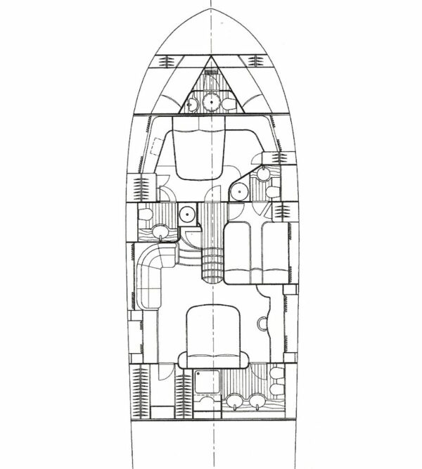 Plan du Yacht Couach 2100 en location en Corse Bonifacio ou Porto Vecchio.